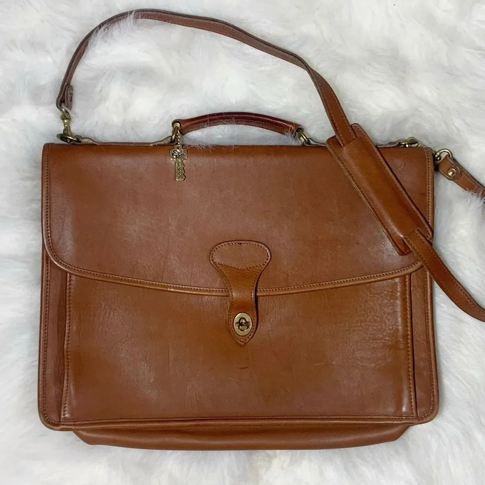 Jack Georges Vintage Leather Messenger Bag With Attachable Strap Made In USA